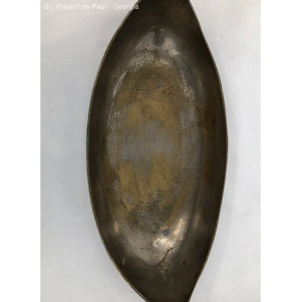 Vintage Mid Century Modern Brass Viking Boat Bowl 16